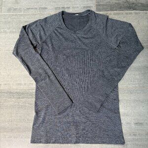Lululemon Striped Swiftly Tech 2.0 Long Sleeve Shirt Gray Blue Size 8